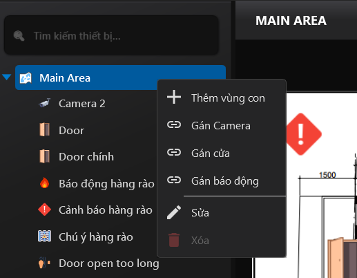 Menu thao tác trên Cây thư mục