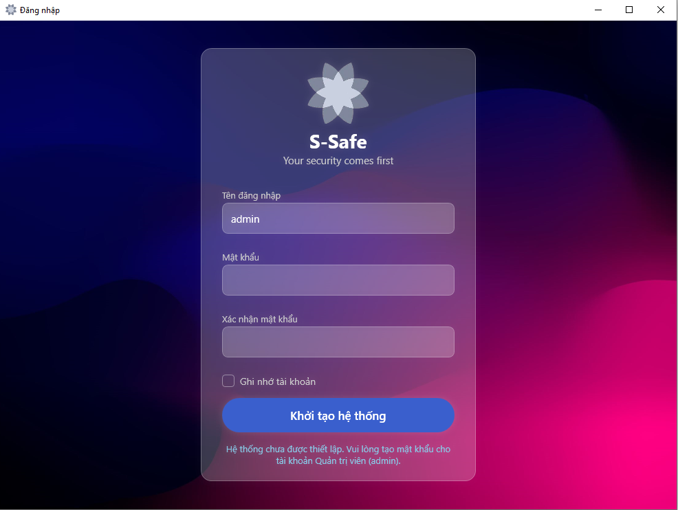 Khởi tạo mật khẩu Admin