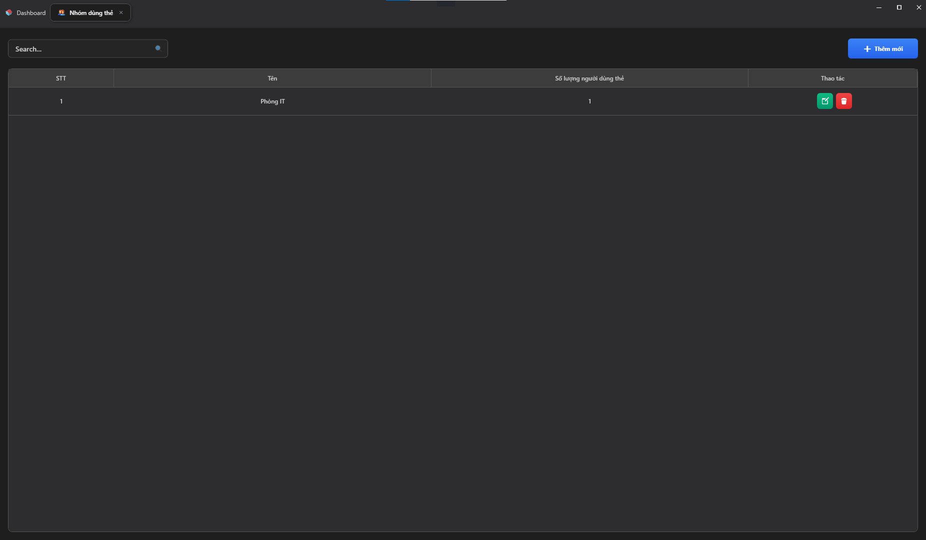 Cardholder Group Management Main Interface