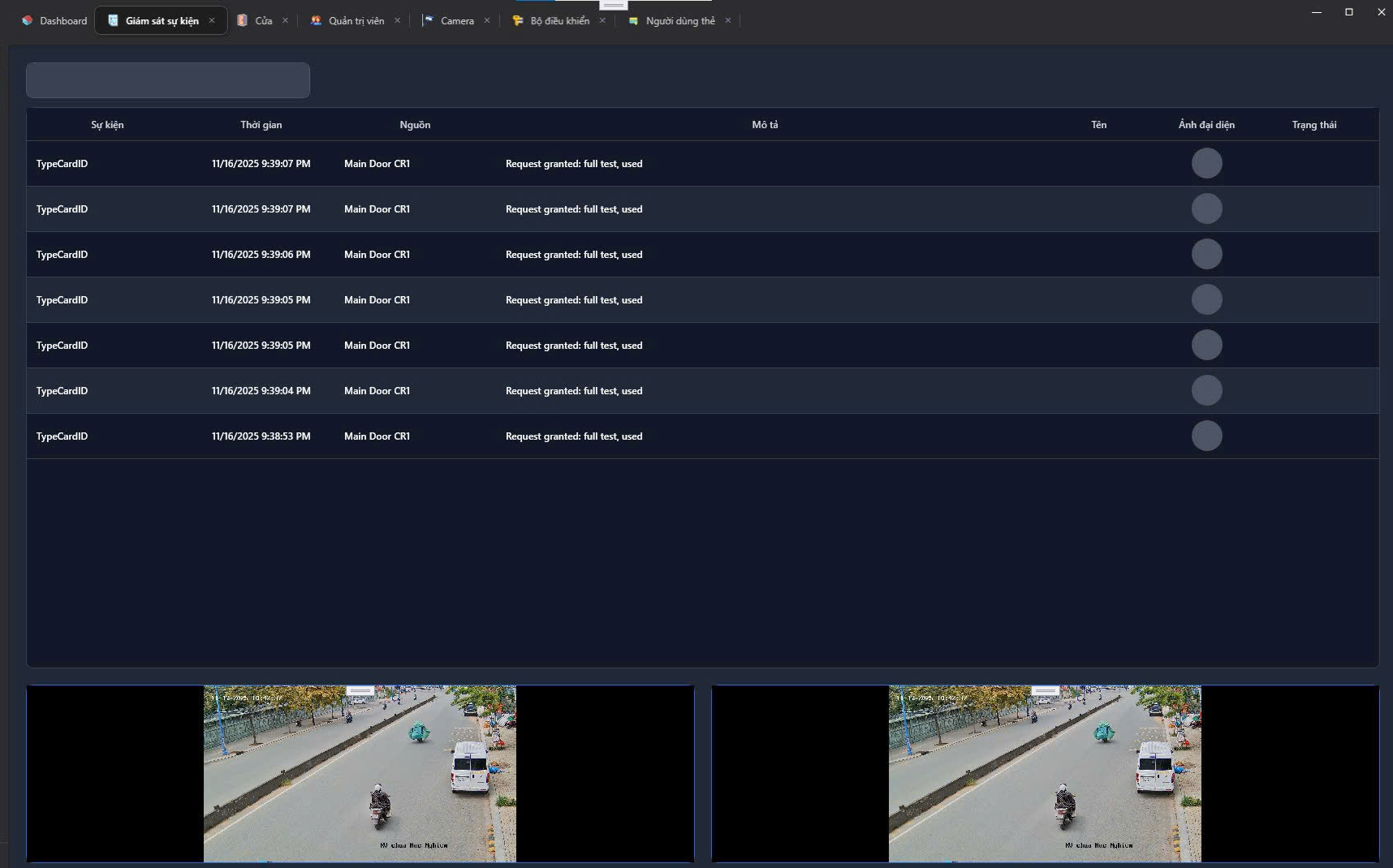 Live Event Monitoring Interface