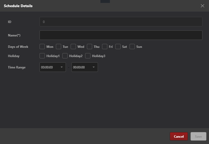 Access Schedule Configuration Details